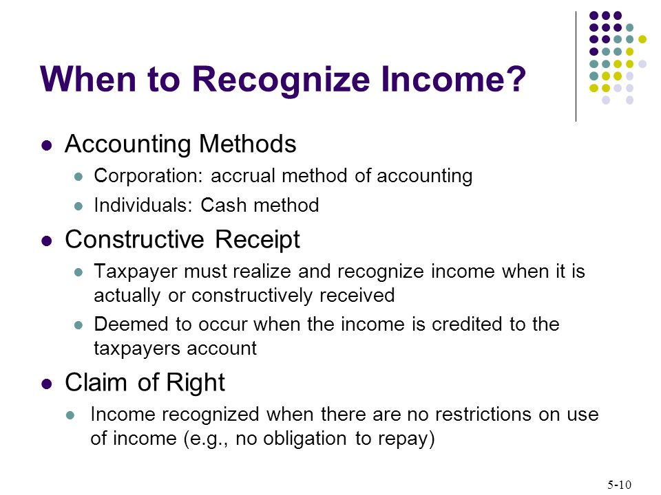 When to Recognize Income