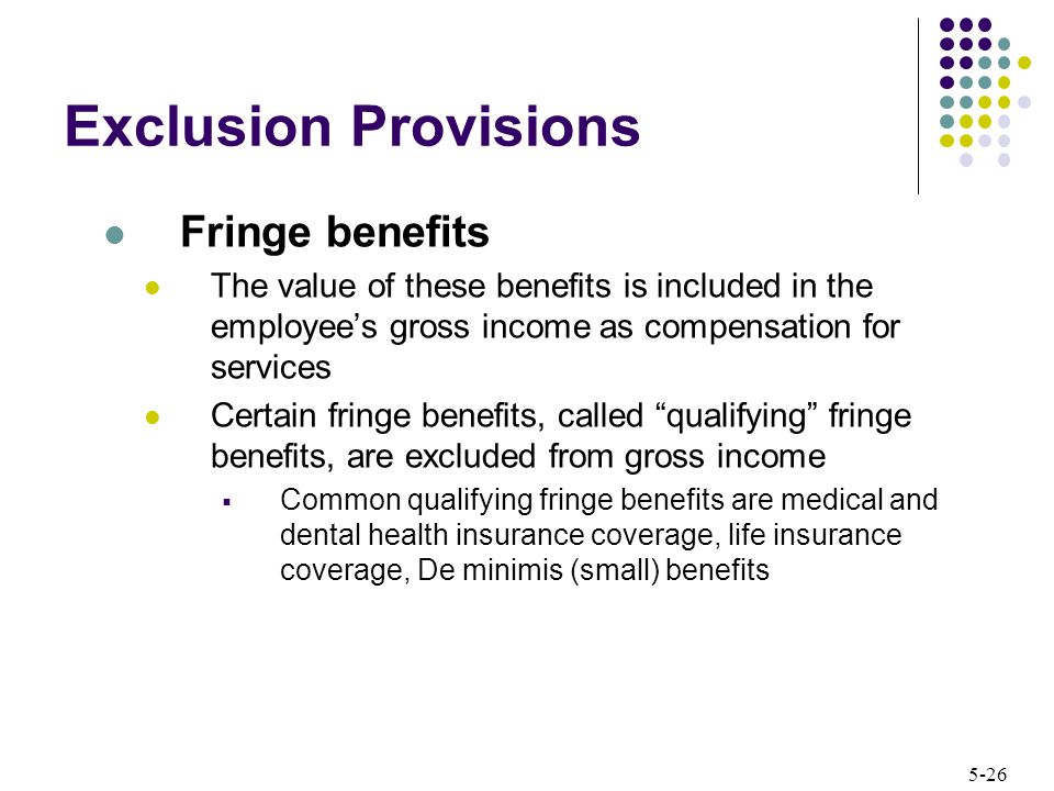 Exclusion Provisions Fringe benefits