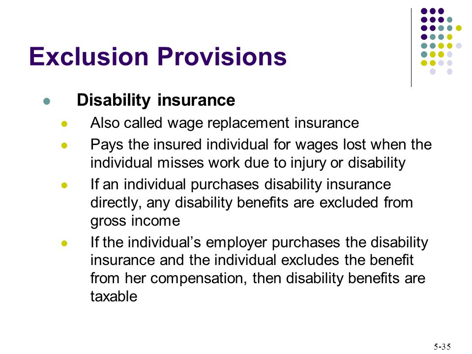 Exclusion Provisions Disability insurance
