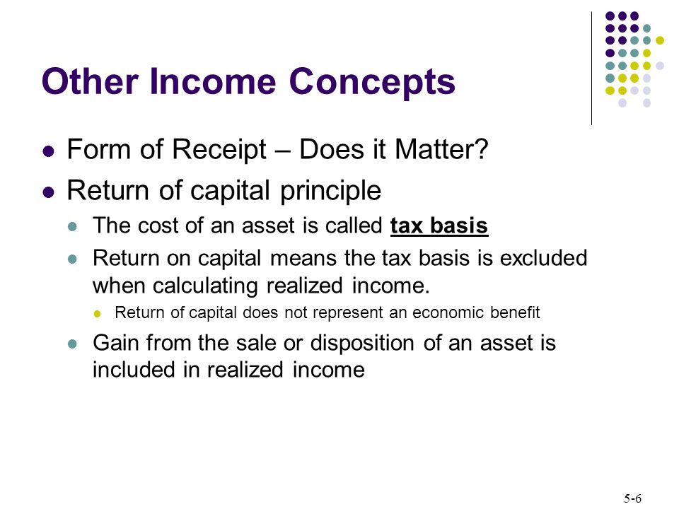 Other Income Concepts Form of Receipt – Does it Matter