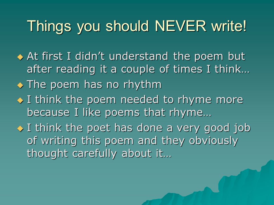 Things you should NEVER write!