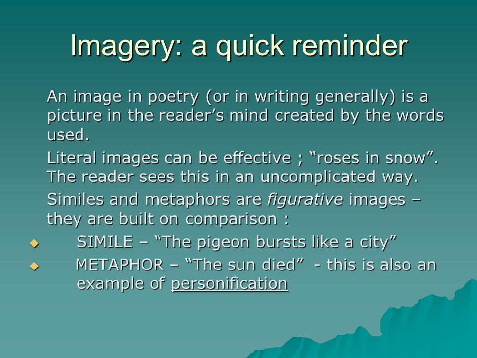Imagery: a quick reminder
