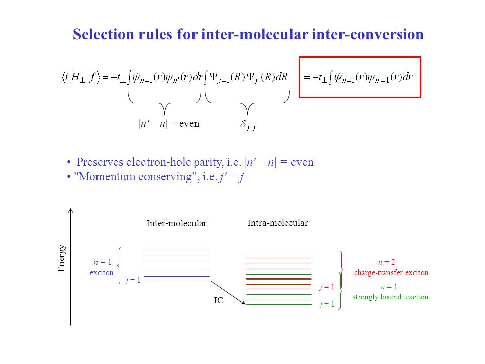Selection rules for inter-molecular inter-conversion