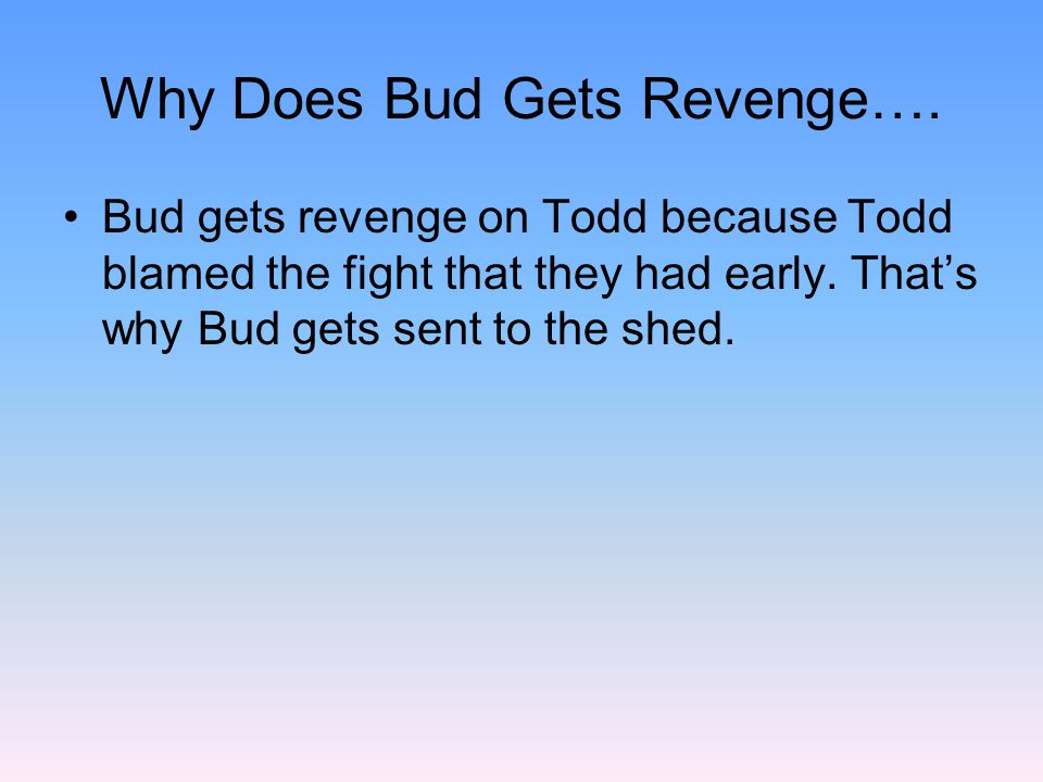 Why Does Bud Gets Revenge….