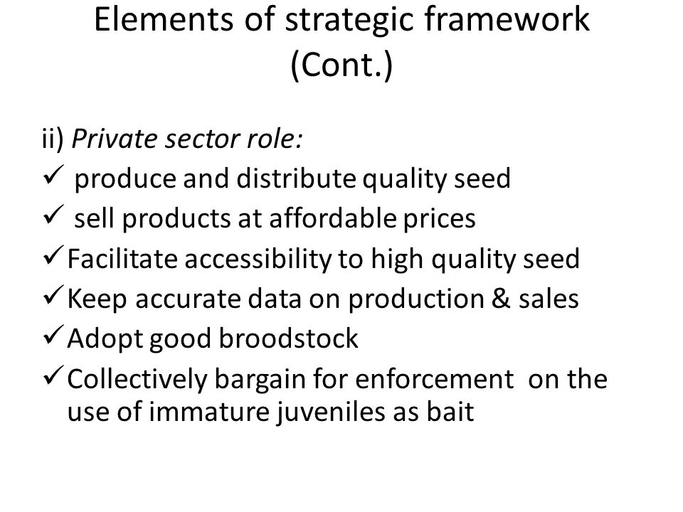 Elements of strategic framework (Cont.)