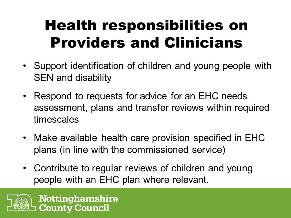 Health responsibilities on Providers and Clinicians