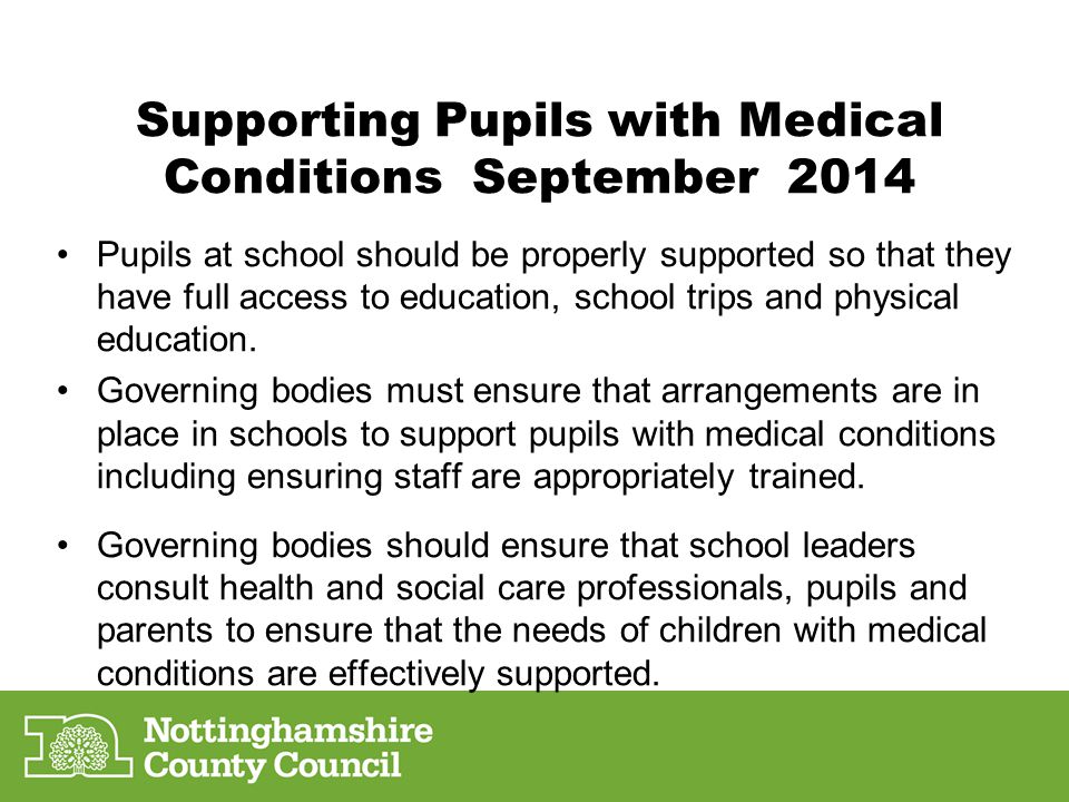 Supporting Pupils with Medical Conditions September 2014