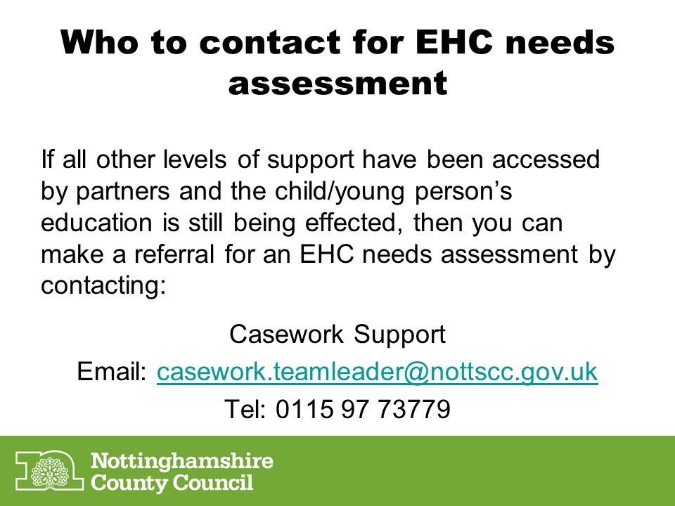 Who to contact for EHC needs assessment