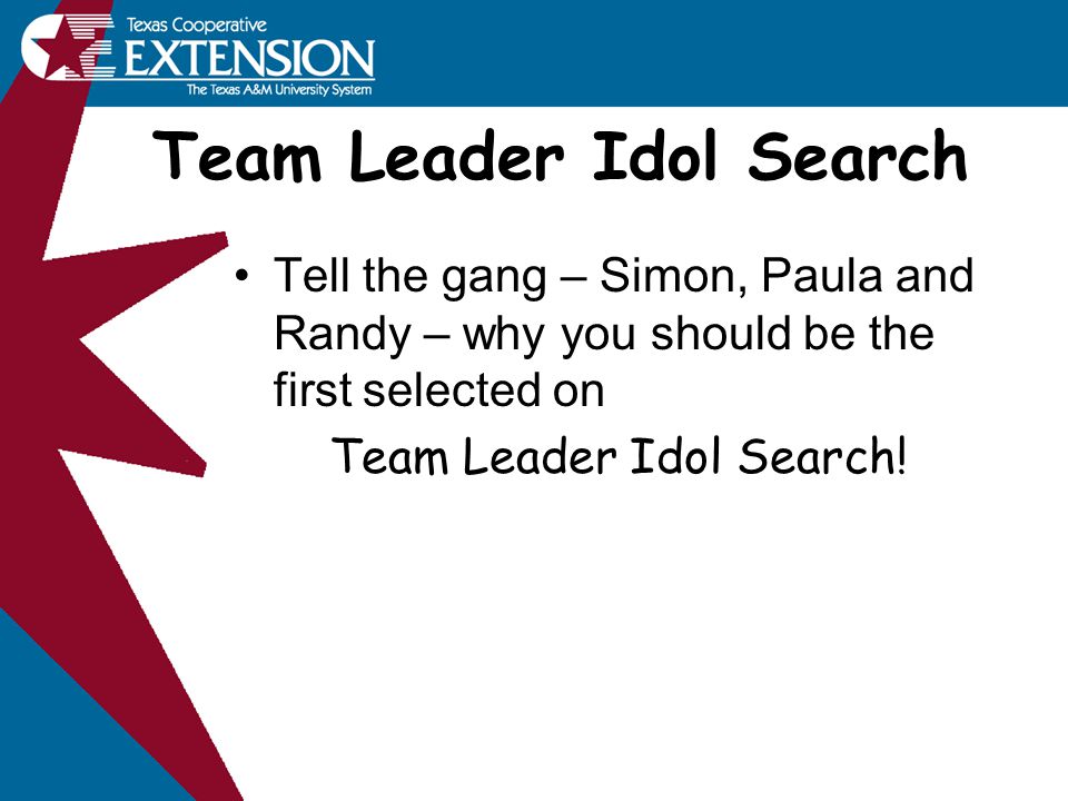Team Leader Idol Search