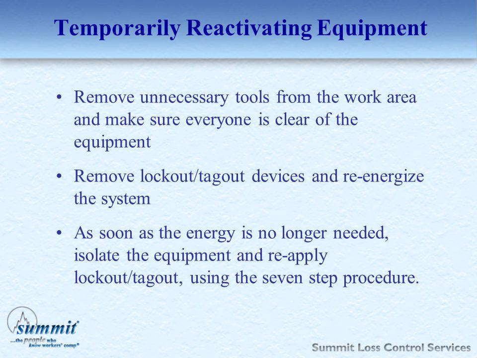 Temporarily Reactivating Equipment