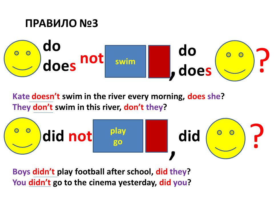 , , do does do does not did not did ПРАВИЛО №3 swim