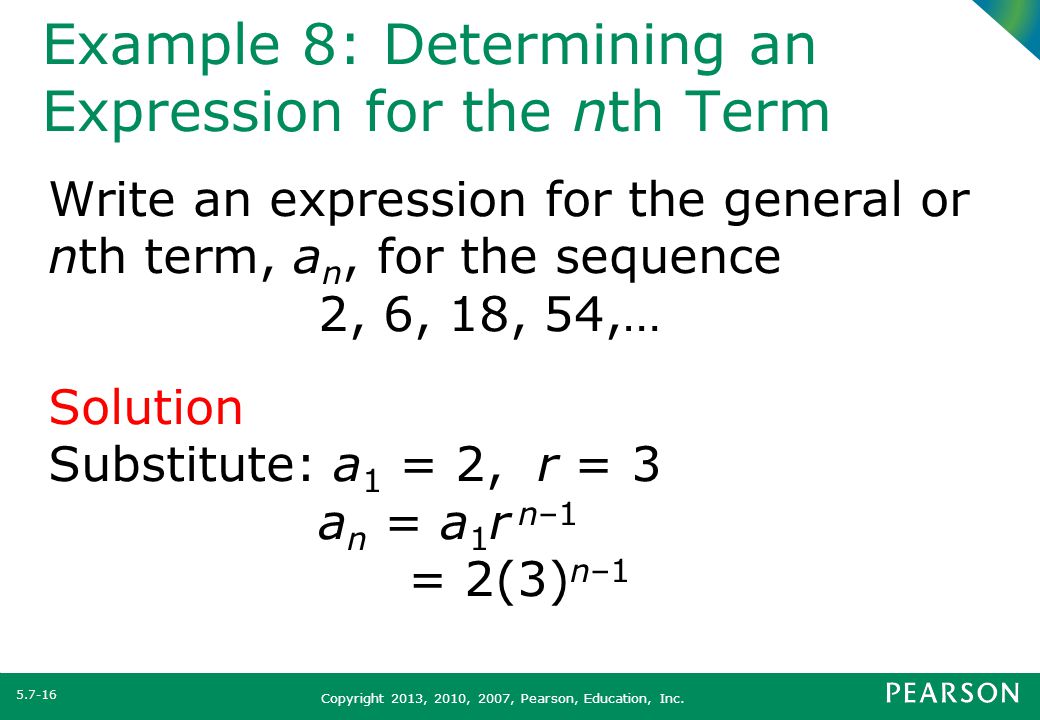 Example 8: Determining an Expression for the nth Term