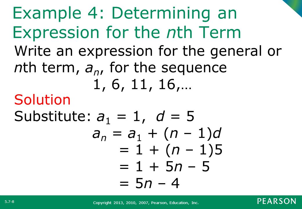 Example 4: Determining an Expression for the nth Term