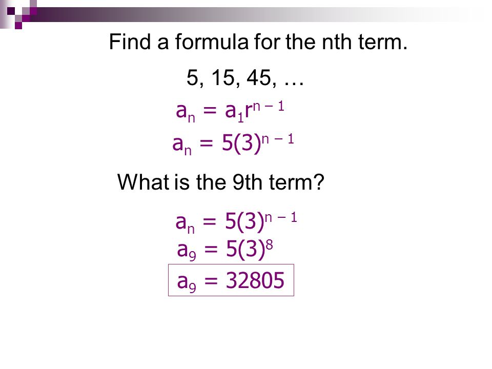 Find a formula for the nth term.