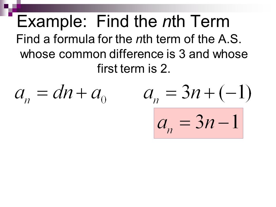 Example: Find the nth Term