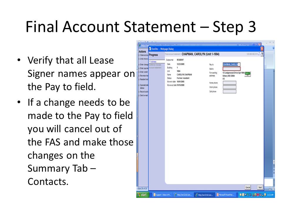 Final Account Statement – Step 3