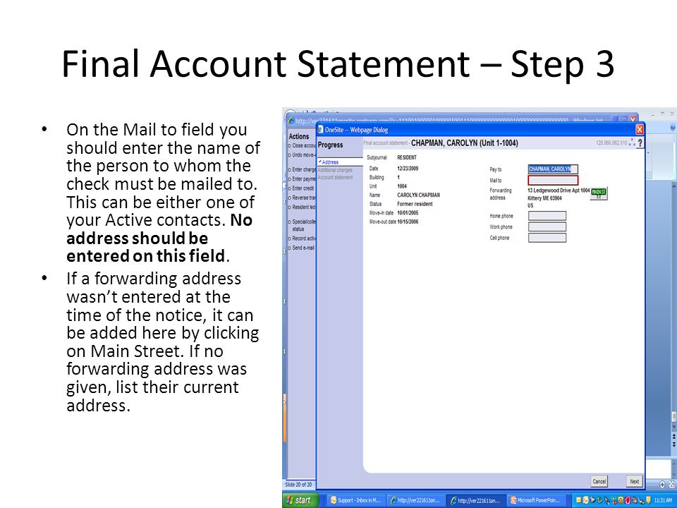 Final Account Statement – Step 3