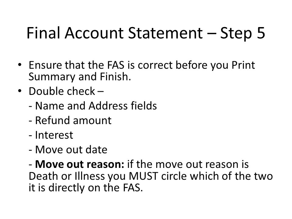 Final Account Statement – Step 5