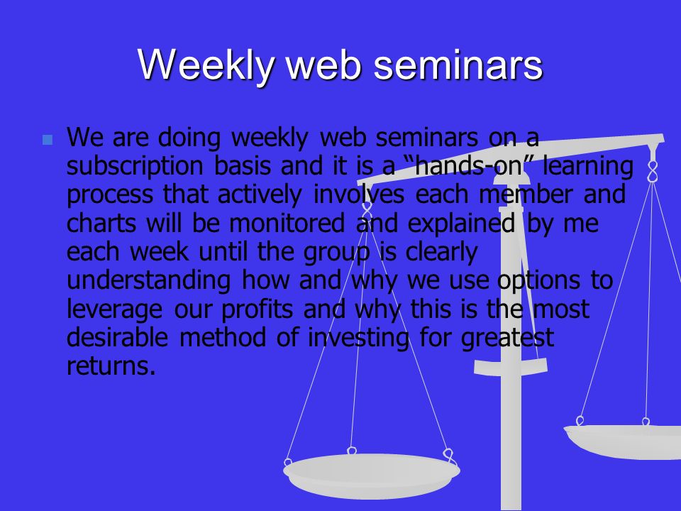 Weekly web seminars
