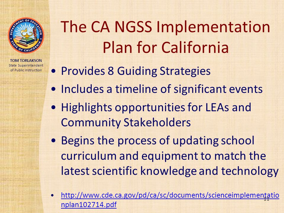 The CA NGSS Implementation Plan for California
