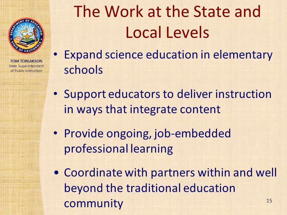 The Work at the State and Local Levels