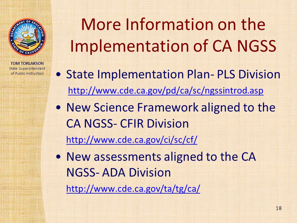 More Information on the Implementation of CA NGSS