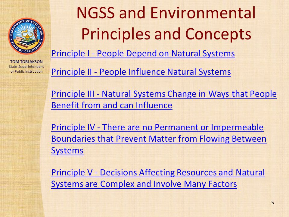NGSS and Environmental Principles and Concepts