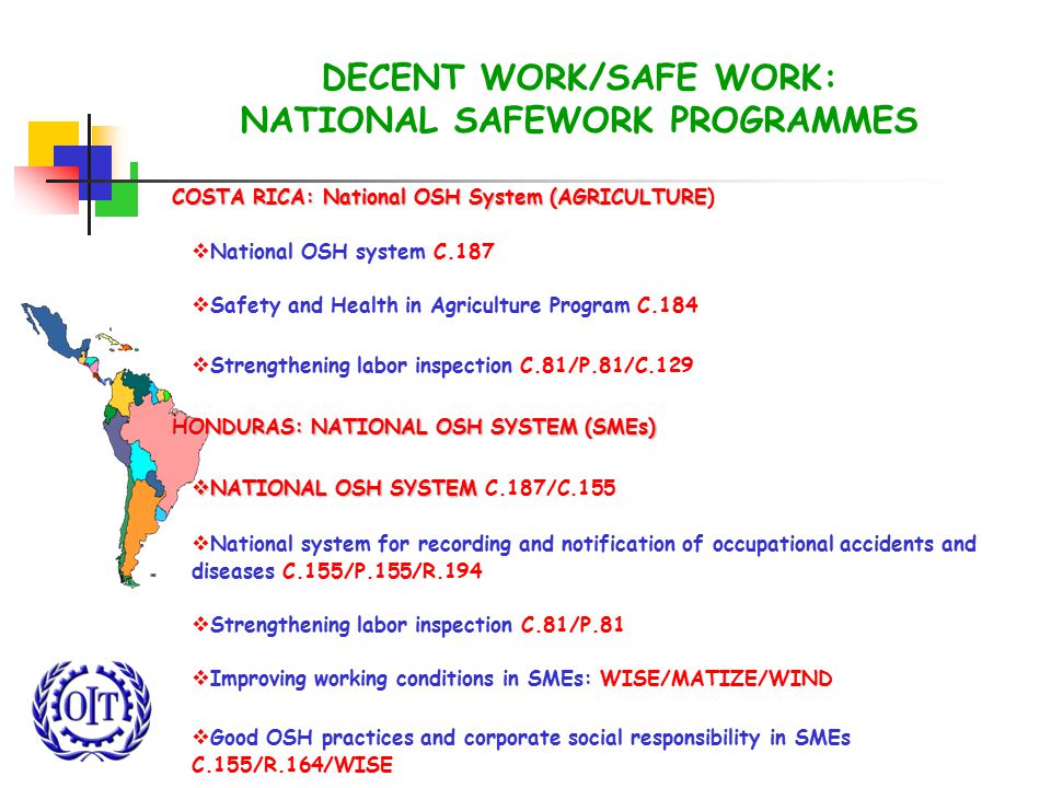 DECENT WORK/SAFE WORK: NATIONAL SAFEWORK PROGRAMMES