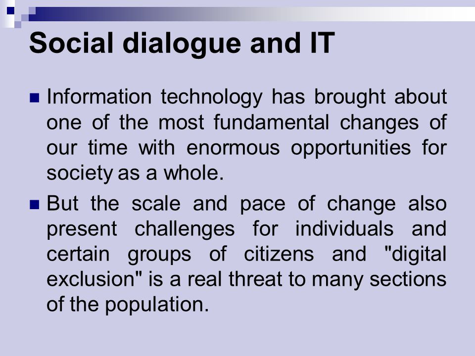 Social dialogue and IT