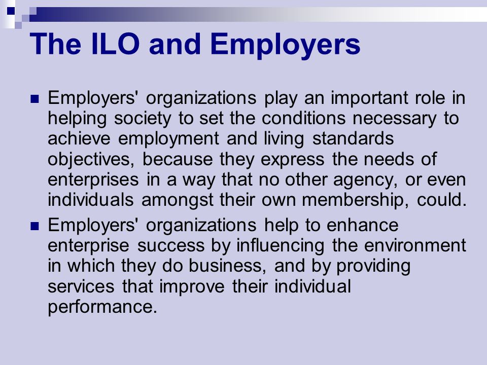 The ILO and Employers