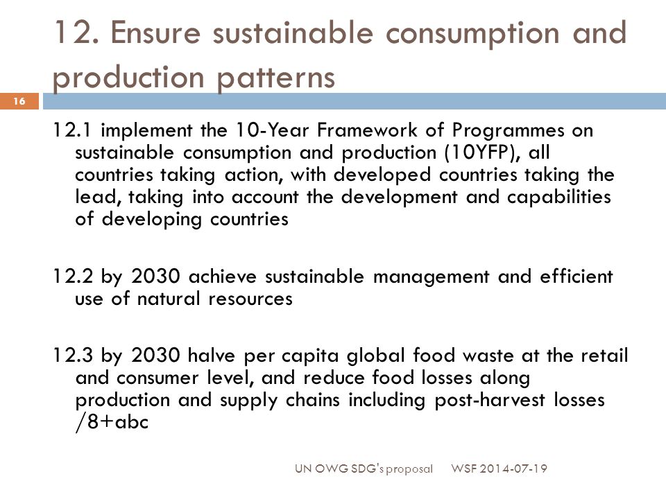 12. Ensure sustainable consumption and production patterns