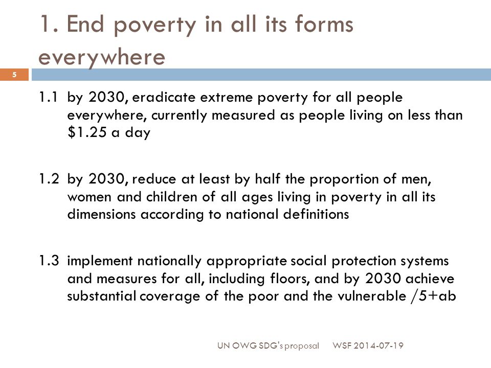 1. End poverty in all its forms everywhere