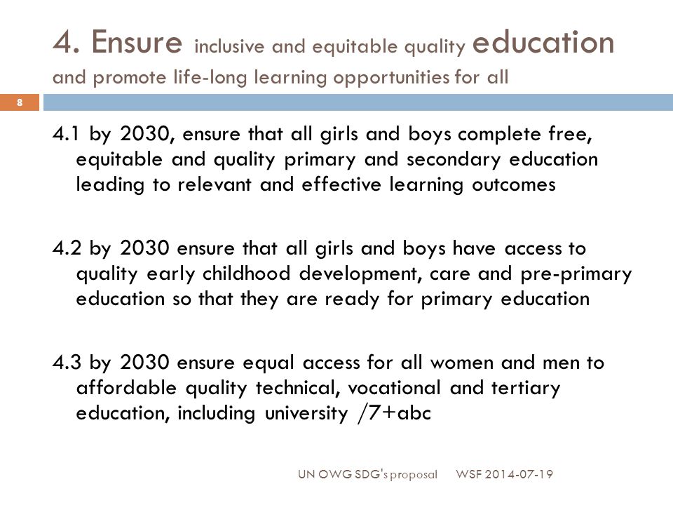 4. Ensure inclusive and equitable quality education and promote life-long learning opportunities for all