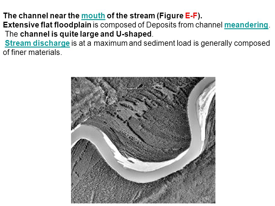 The channel near the mouth of the stream (Figure E-F).