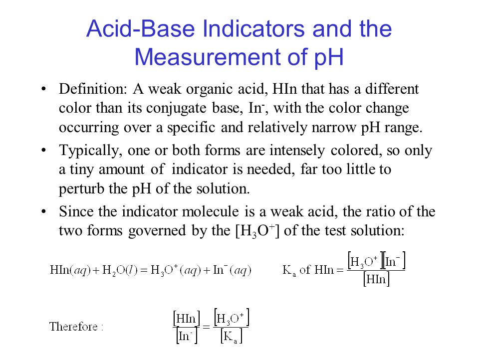 Acid-Base Indicators and the Measurement of pH