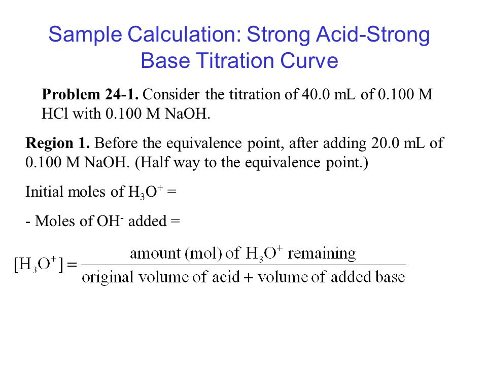 Sample Calculation: Strong Acid-Strong Base Titration Curve