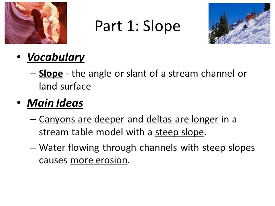Part 1: Slope Vocabulary Main Ideas