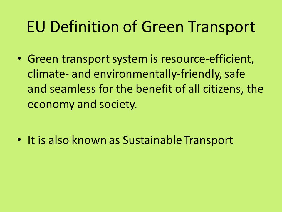 EU Definition of Green Transport
