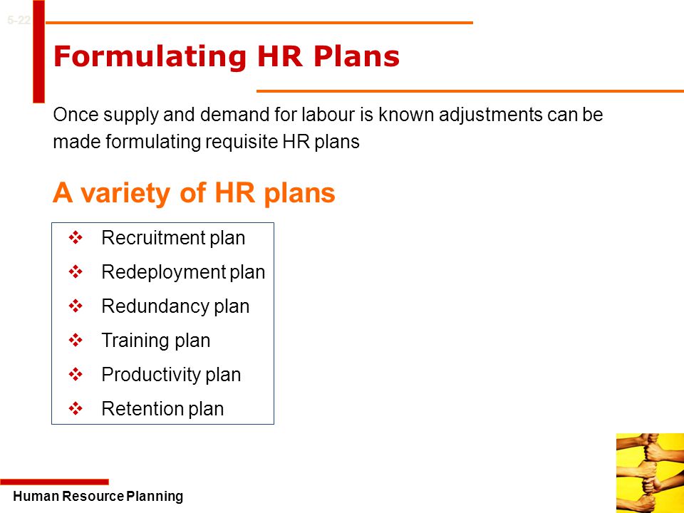 Formulating HR Plans A variety of HR plans