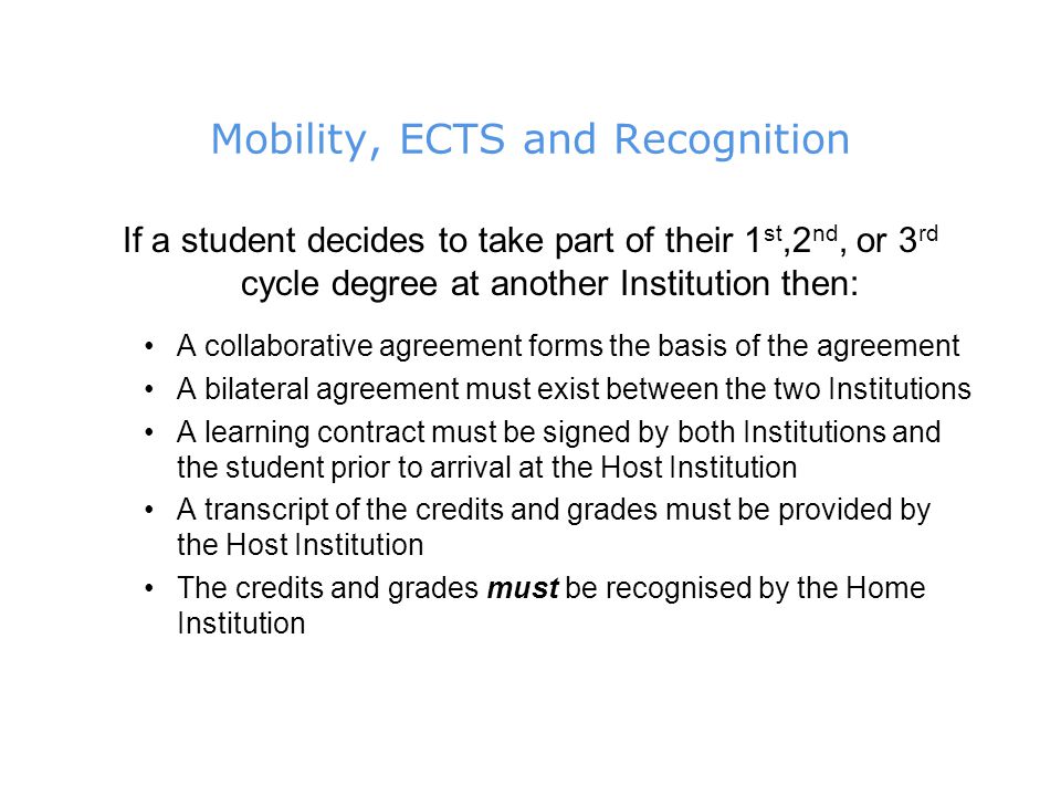 Mobility, ECTS and Recognition