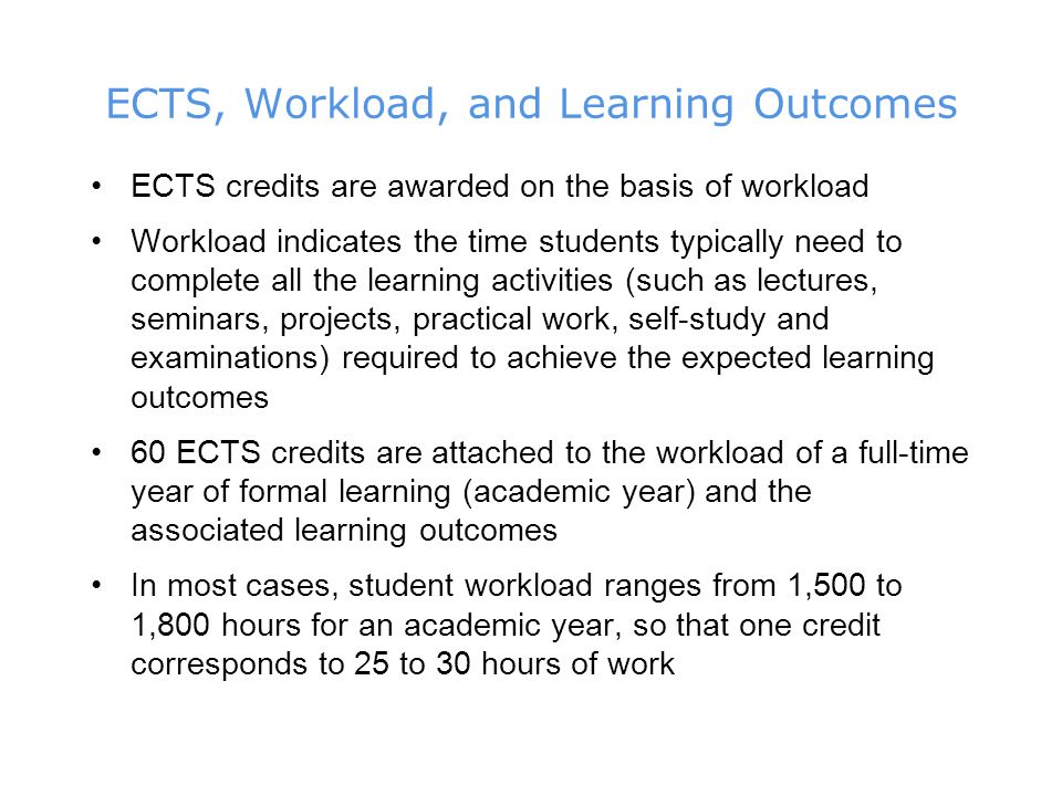 ECTS, Workload, and Learning Outcomes