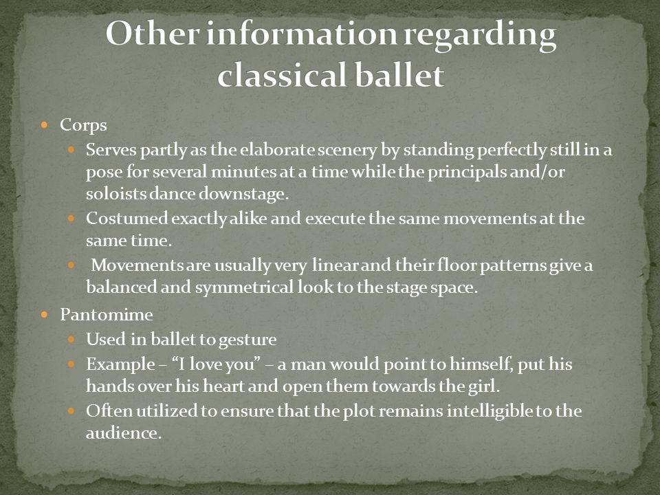 Other information regarding classical ballet