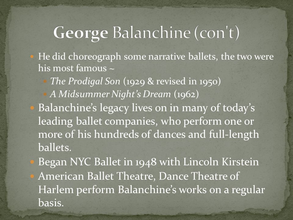 George Balanchine (con t)