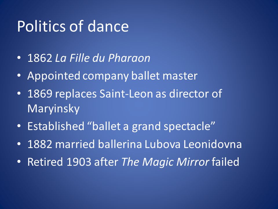 Politics of dance 1862 La Fille du Pharaon