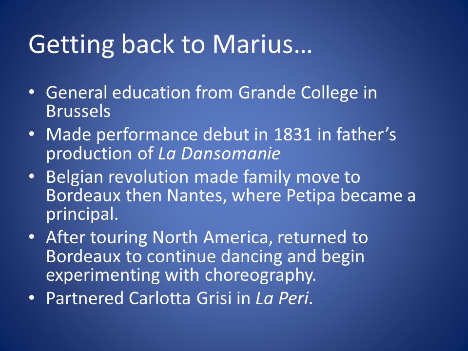 Getting back to Marius…