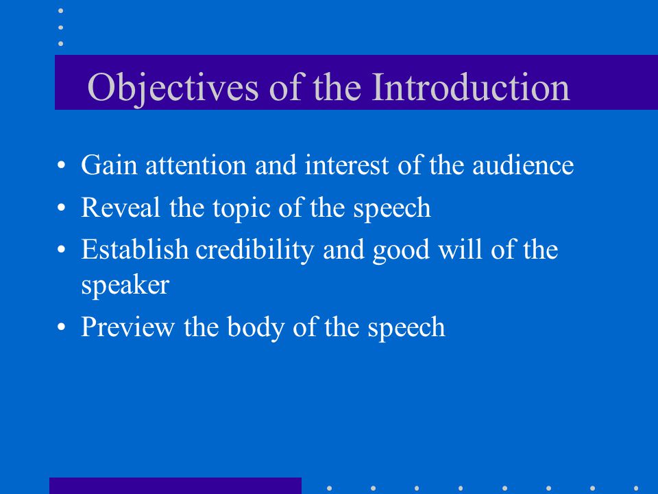 Objectives of the Introduction