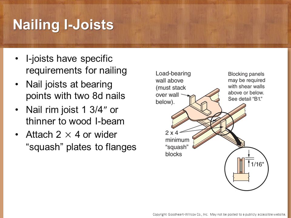 Nailing I-Joists I-joists have specific requirements for nailing