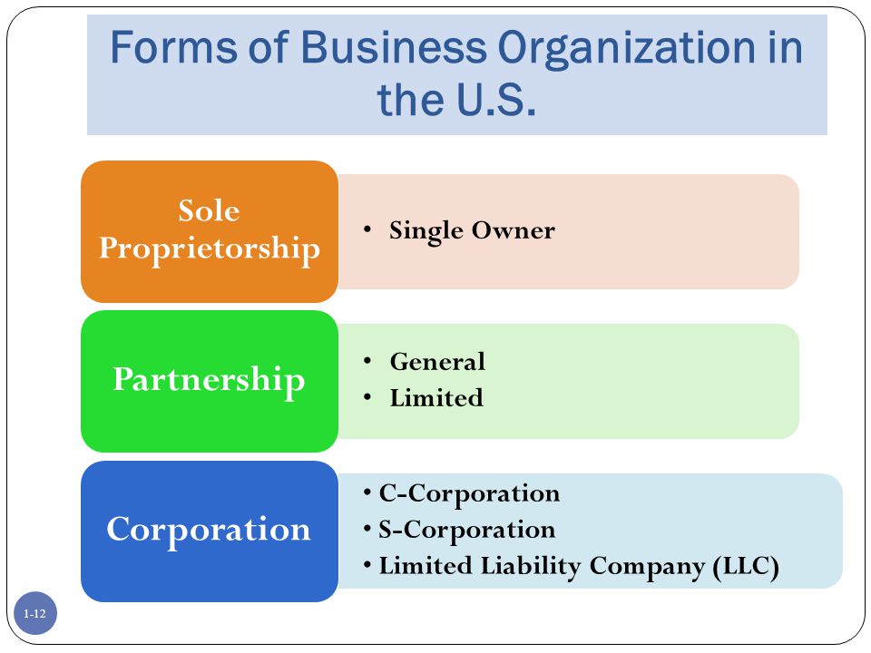 Forms of Business Organization in the U.S.