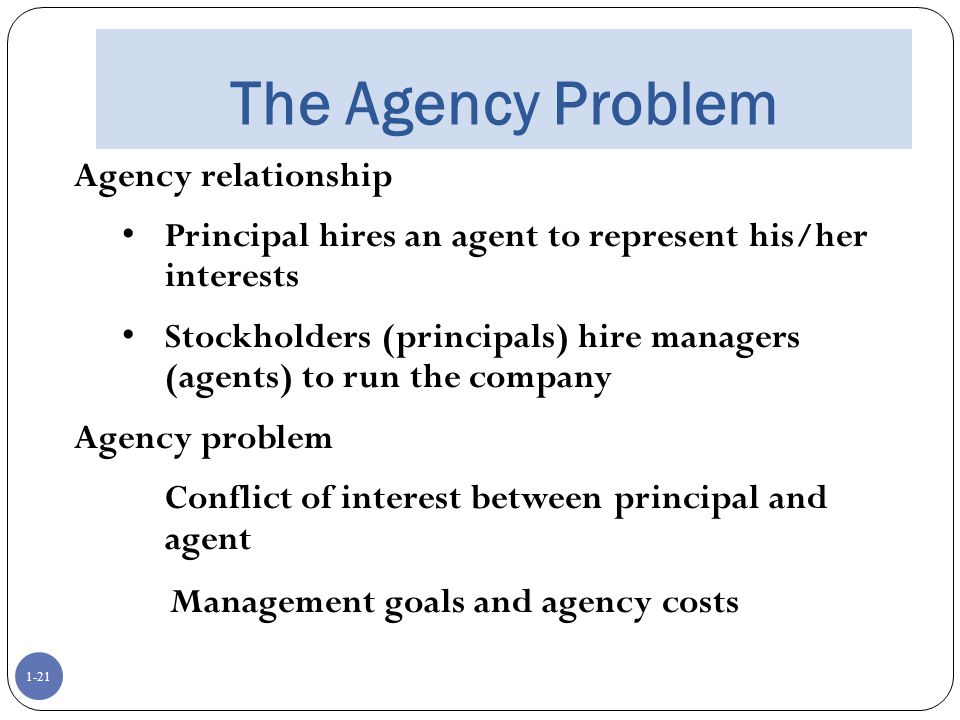 The Agency Problem Agency relationship