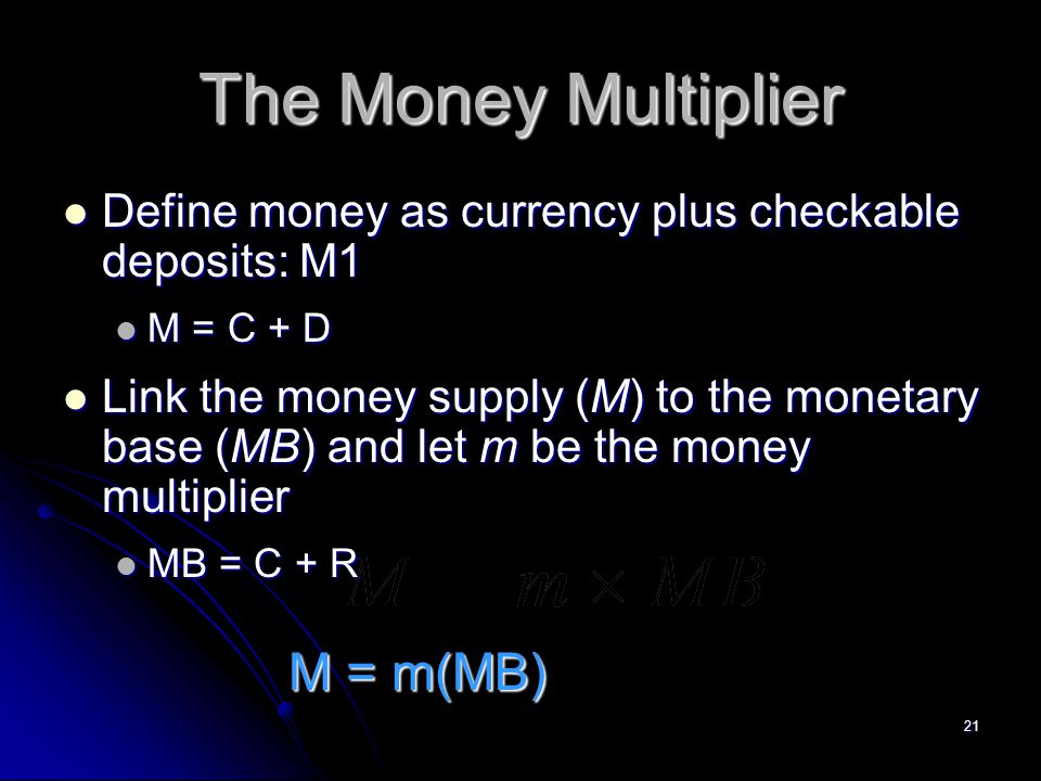 The Money Multiplier M = m(MB)
